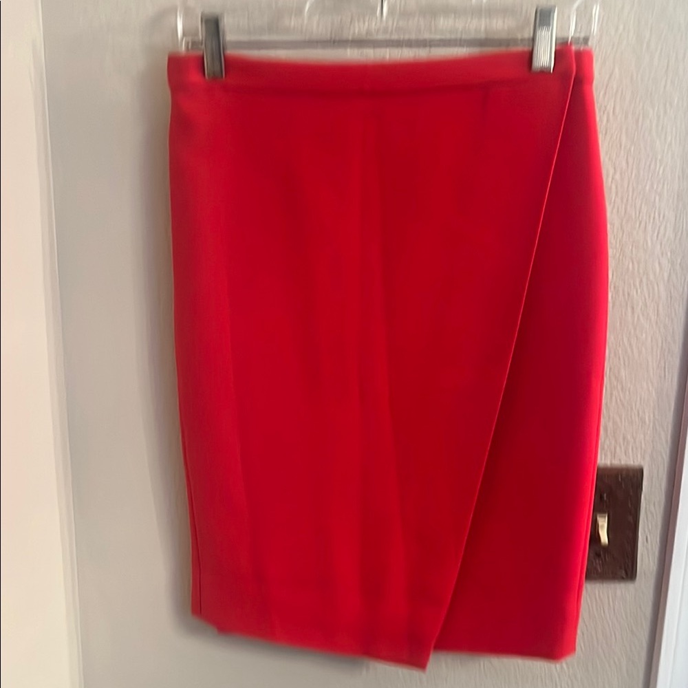 Elegant Red Women's Wrap Pencil Skirt